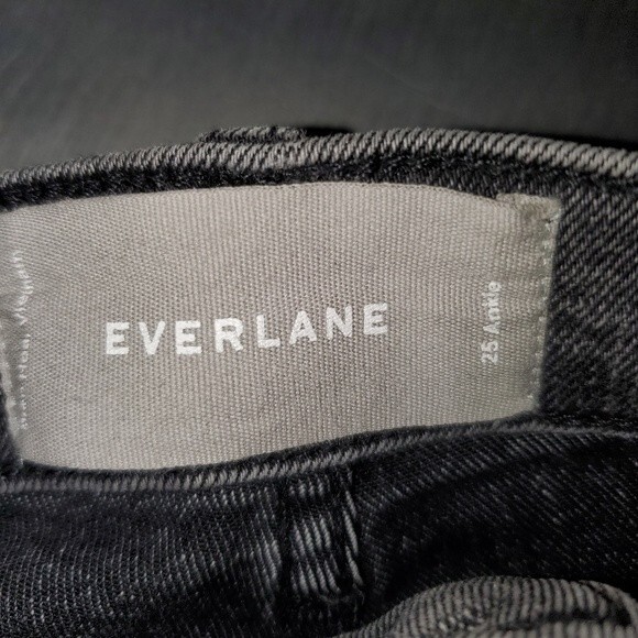 Everlane Washed Black High Rise Slim Straight Denim Jeans 25 - Picture 8 of 9